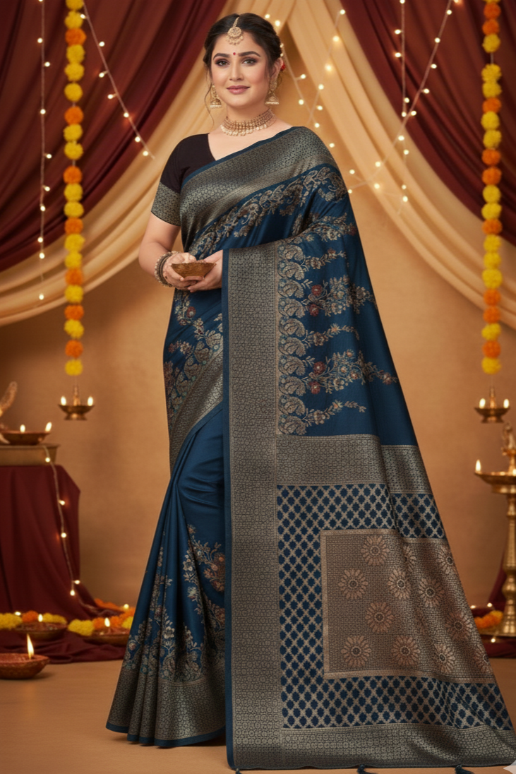 The "Rani" Jacquard Silk Saree in Regal Deep Colours