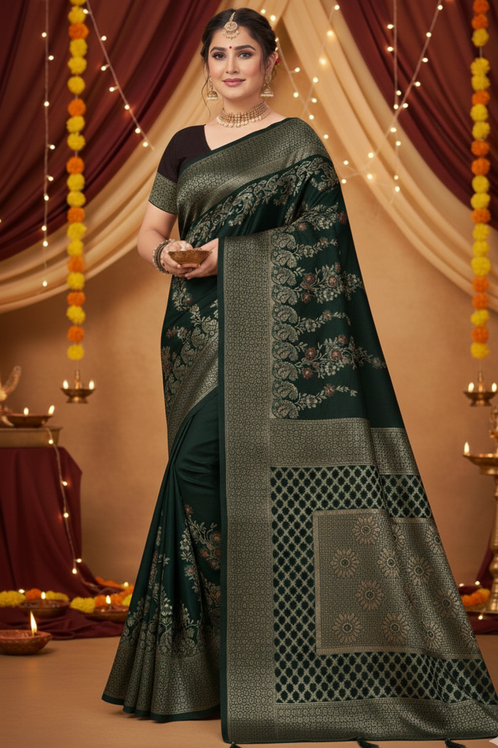 The "Rani" Jacquard Silk Saree in Regal Deep Colours