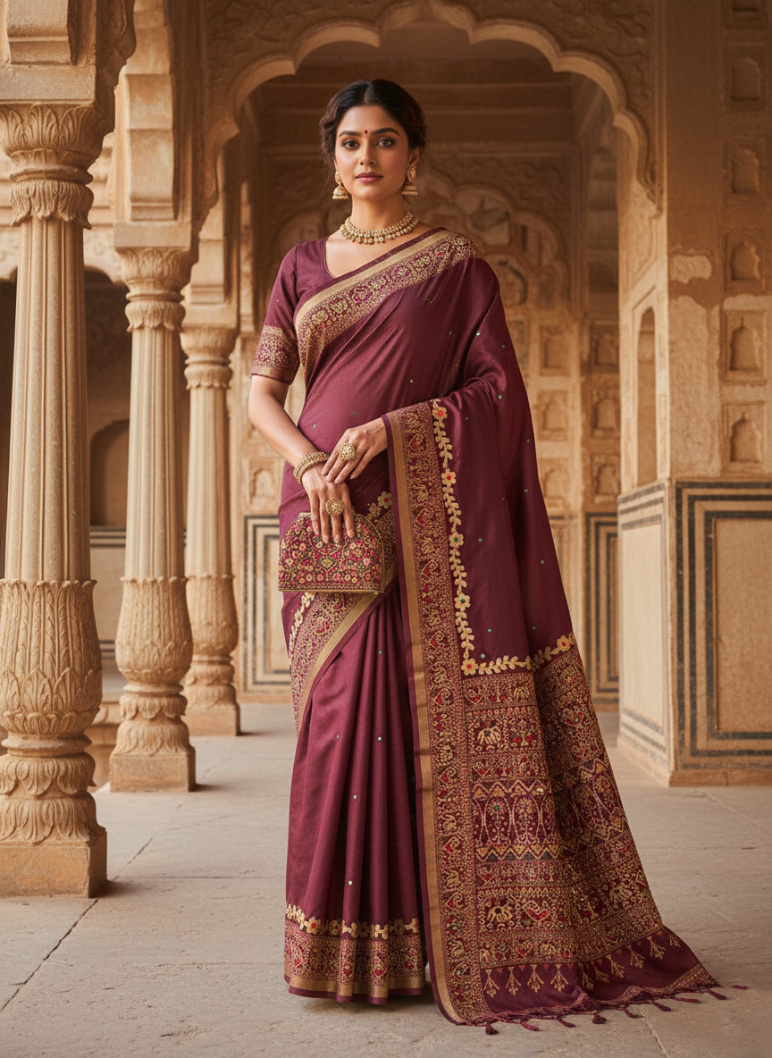 Grand Heritage Gota Patti & Zari Woven Silk Blend Saree Collection