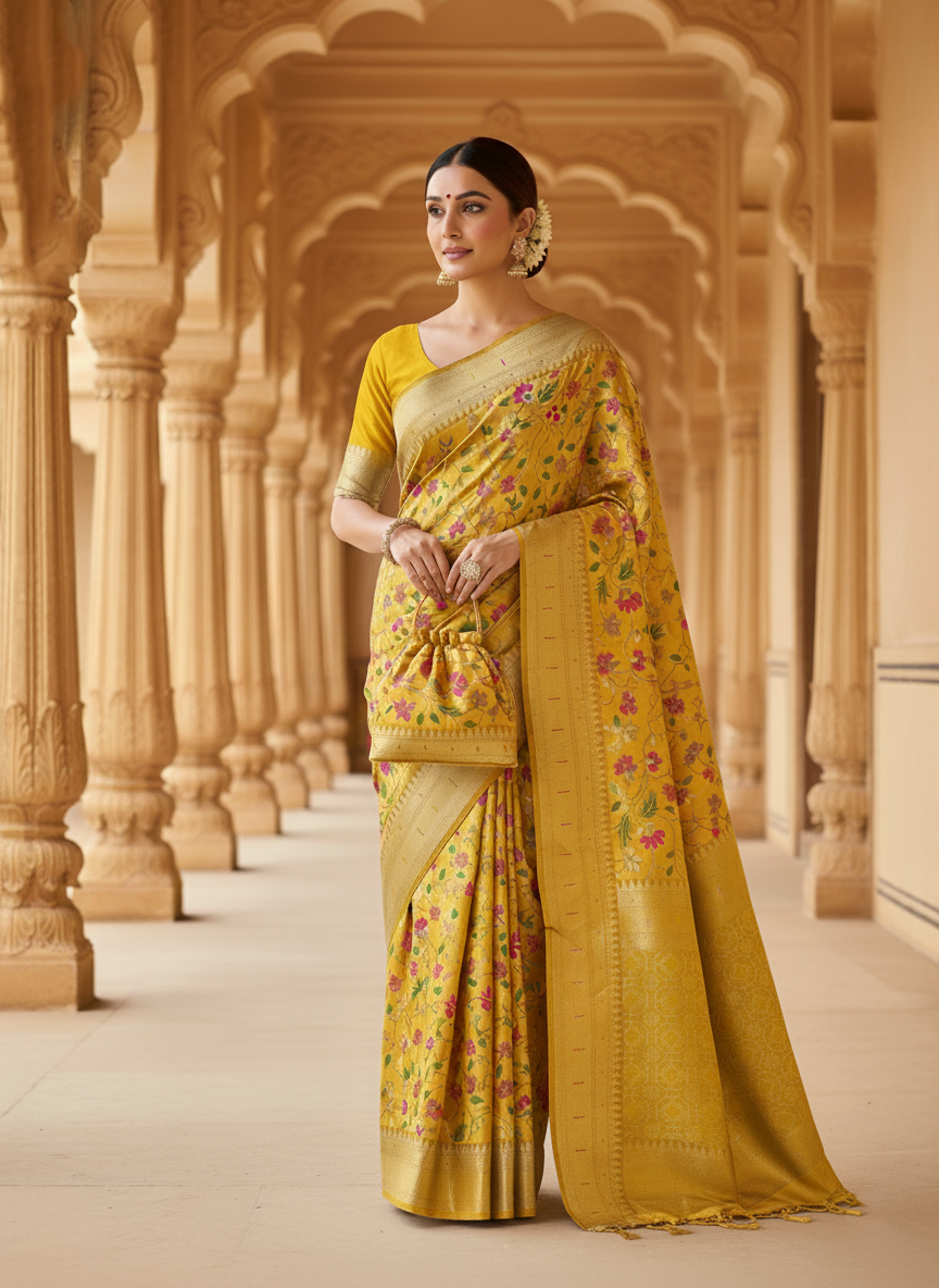 Royal Tissue Silk Floral Paithani