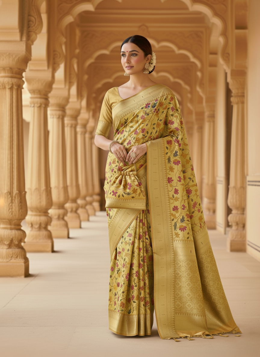 Royal Tissue Silk Floral Paithani