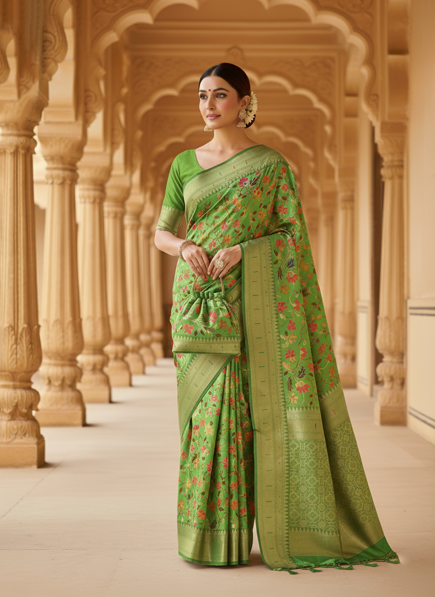 Royal Tissue Silk Floral Paithani