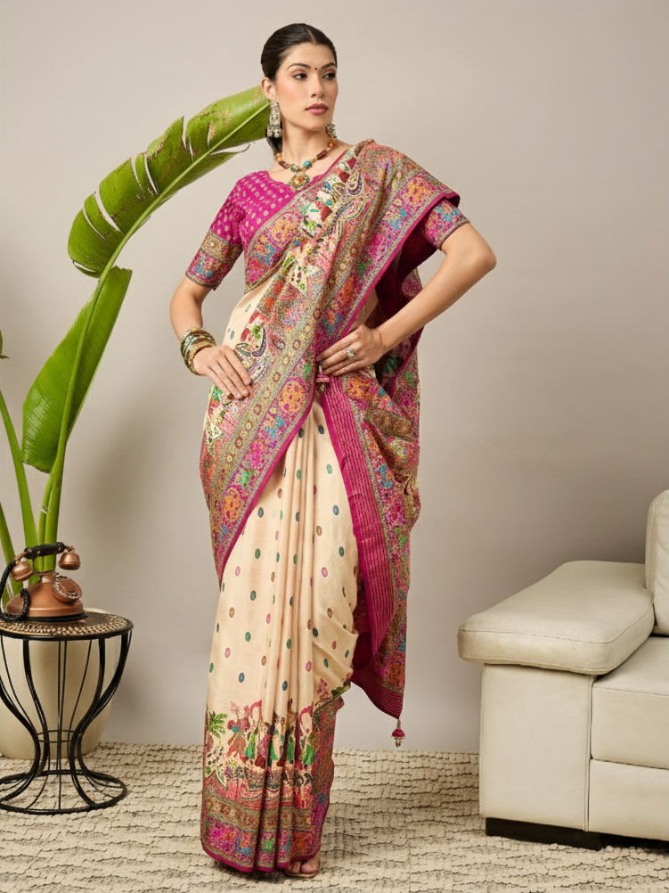 Elegant Dola Silk Saree with Luxurious Jari Woven Work