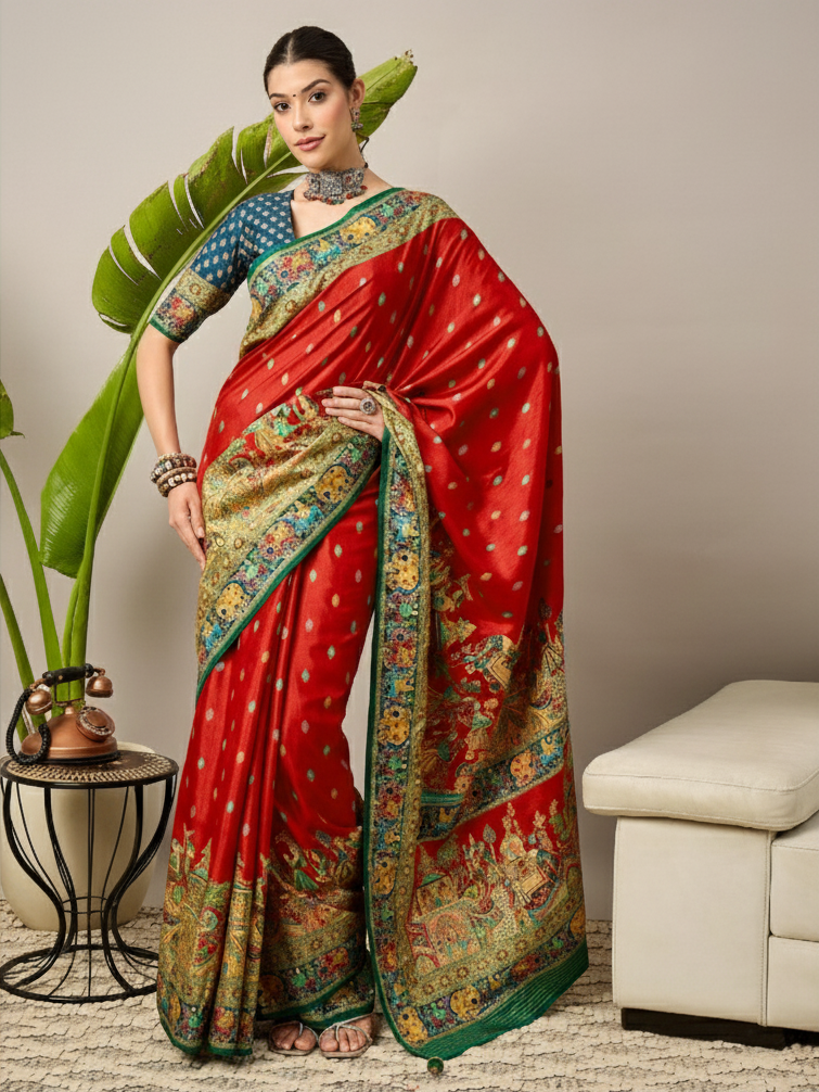 Elegant Dola Silk Saree with Luxurious Jari Woven Work
