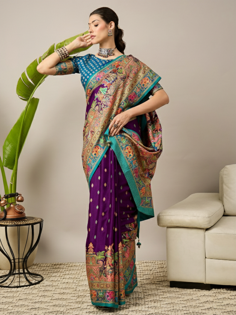 Elegant Dola Silk Saree with Luxurious Jari Woven Work