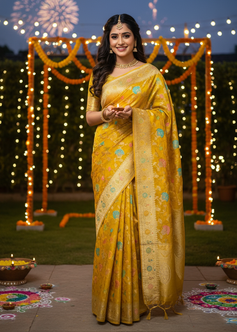 Regal Mastani Silk Saree with Traditional Brocade & Figural Weaving