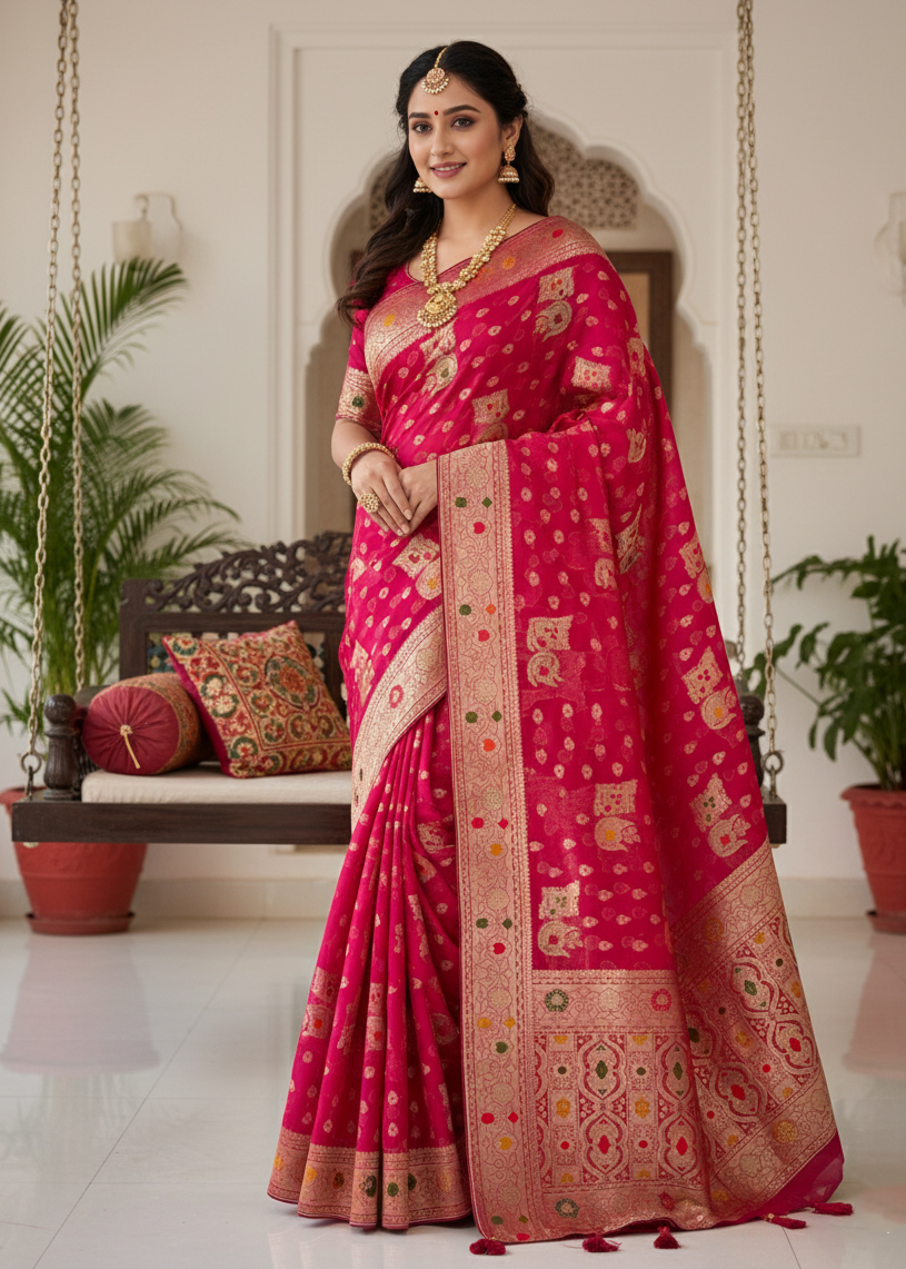 Regal Mastani Silk Saree with Traditional Brocade & Figural Weaving