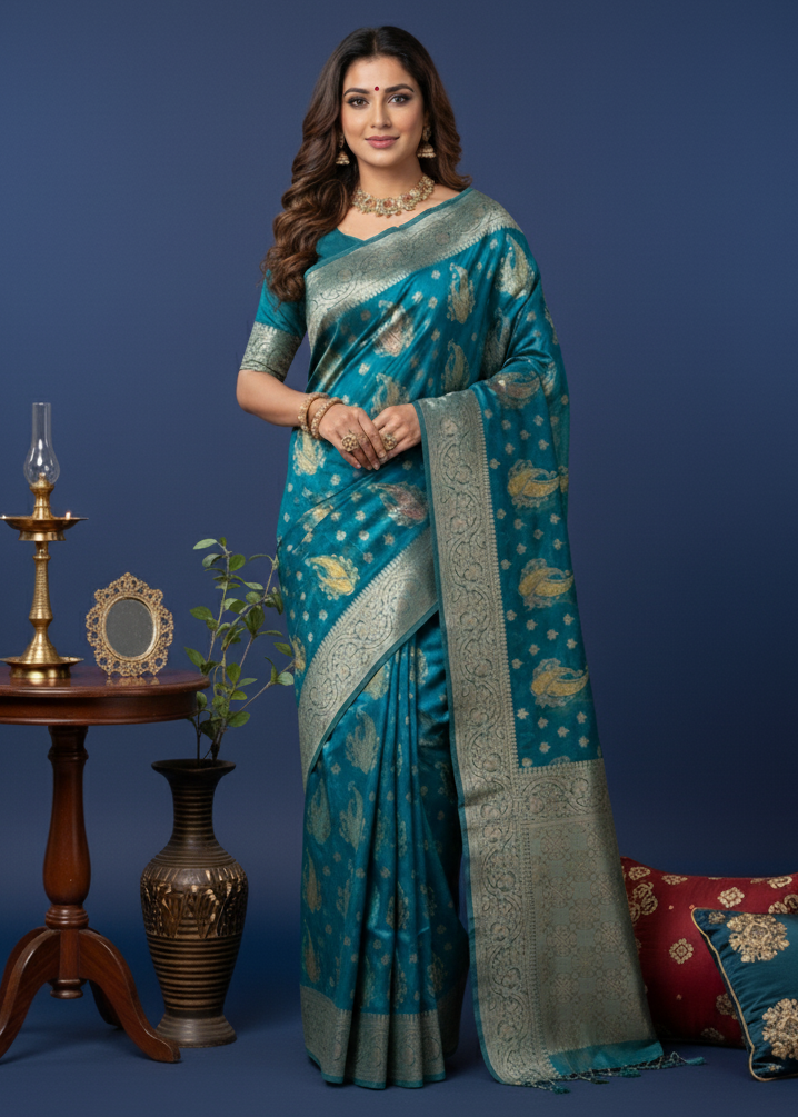 Regal Mastani Silk Saree with Traditional Brocade & Figural Weaving