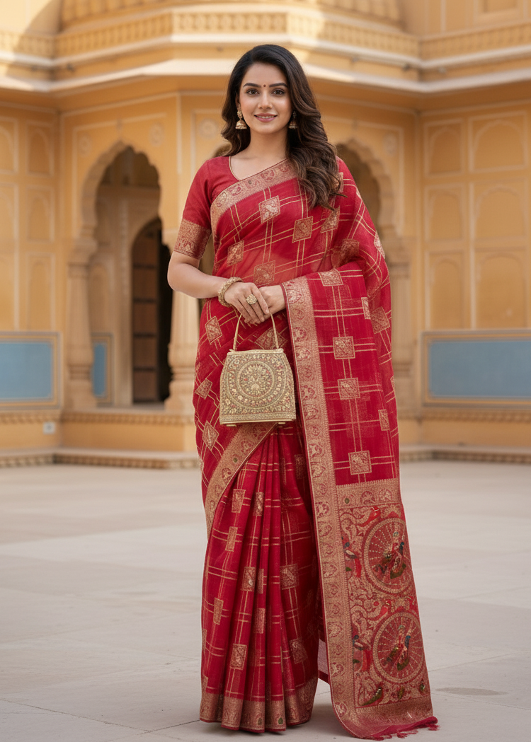 Regal Mastani Silk Saree with Traditional Brocade & Figural Weaving