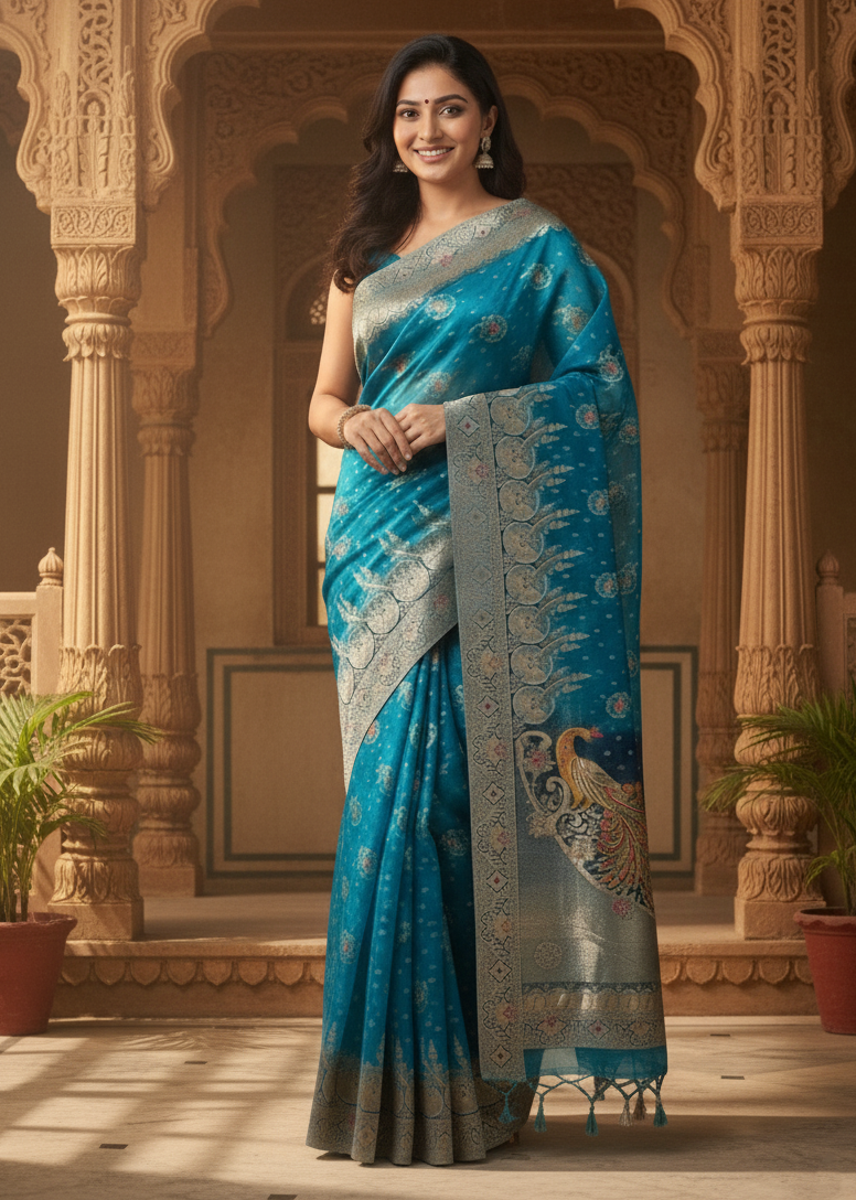 Regal Mastani Silk Saree with Traditional Brocade & Figural Weaving