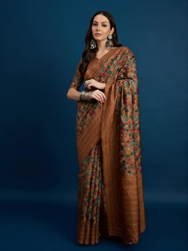 The KATHAKARI Designer Kozi Silk Saree