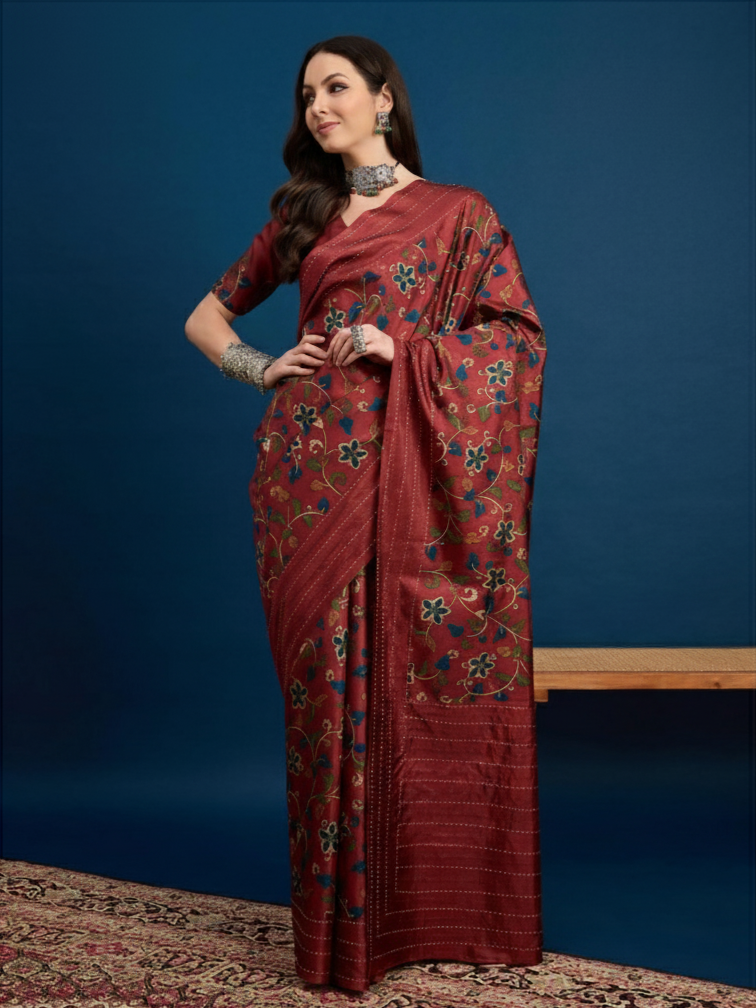 The KATHAKARI Designer Kozi Silk Saree