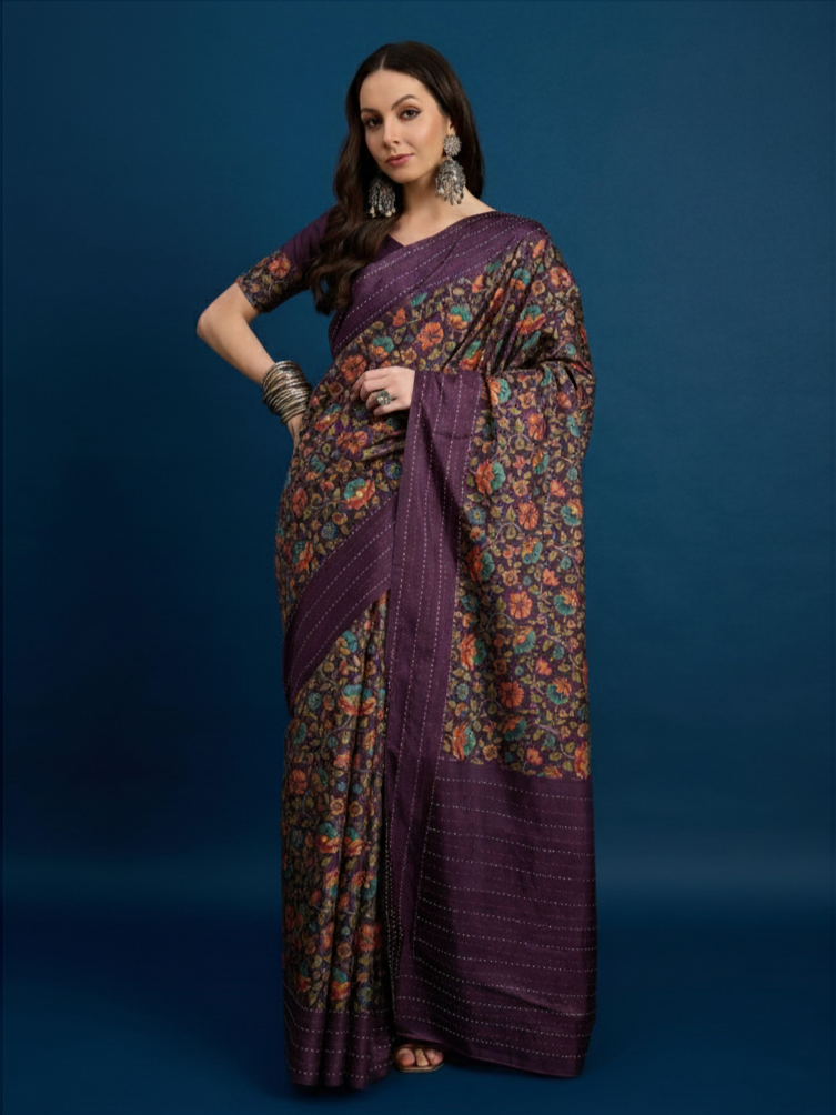 The KATHAKARI Designer Kozi Silk Saree