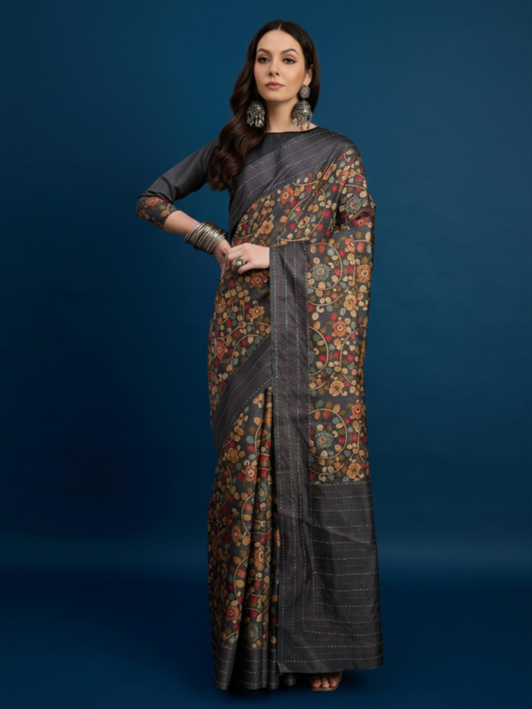 The KATHAKARI Designer Kozi Silk Saree
