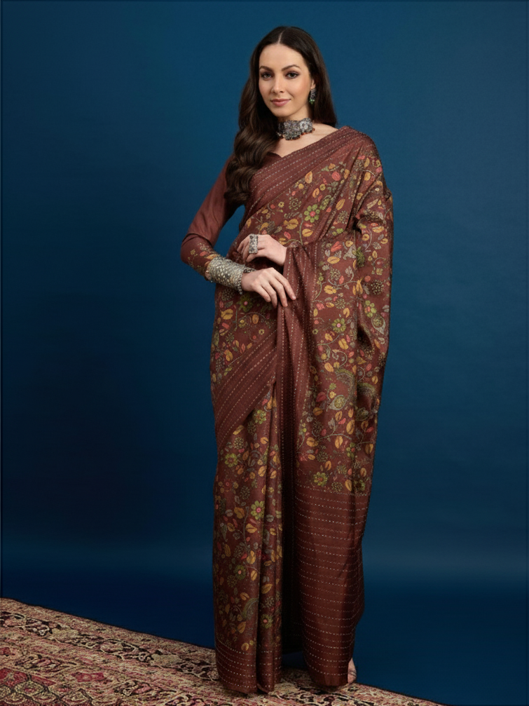 The KATHAKARI Designer Kozi Silk Saree