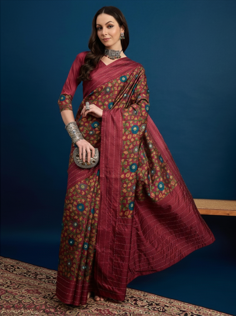 The KATHAKARI Designer Kozi Silk Saree