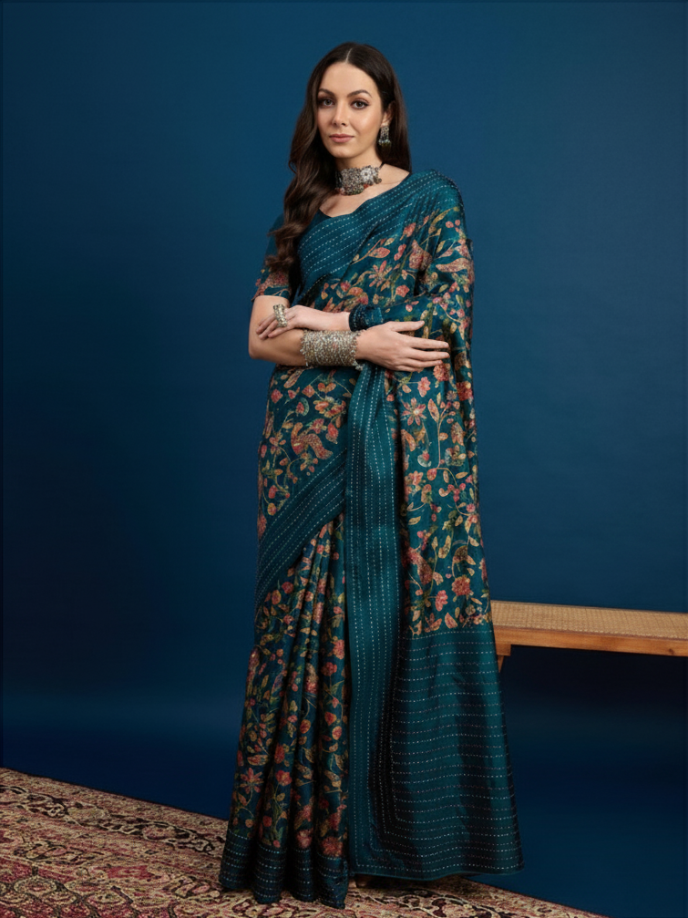 The KATHAKARI Designer Kozi Silk Saree